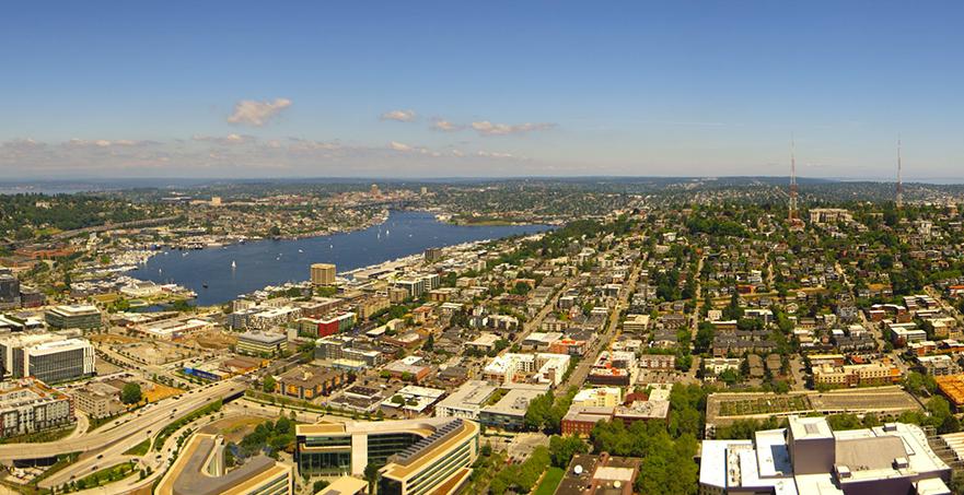 view of Lake Union and Queen Anne Hill